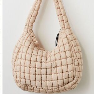 NEW Quilted Cream Shoulder Bag large purse